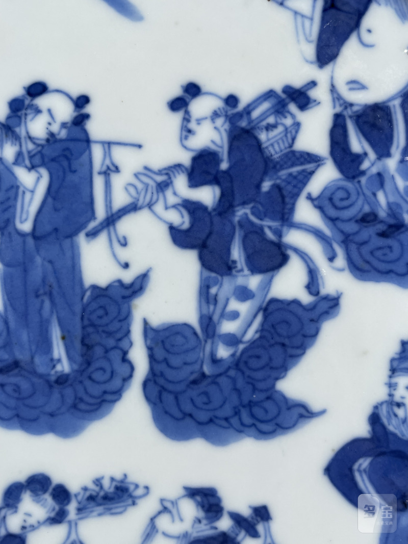 清晚期 青花八仙祝寿图洗 - 图6